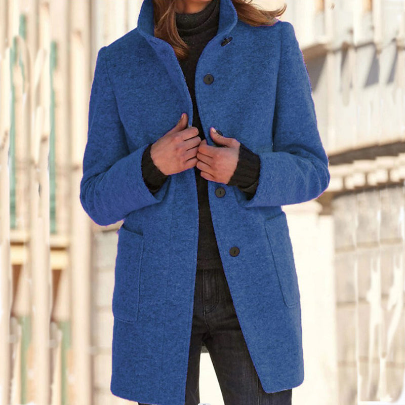 ⏳Liquidation totale⏳Manteau en laine vintage à col montant pour femme