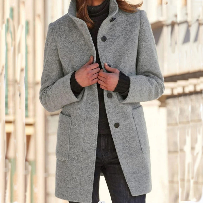 ⏳Liquidation totale⏳Manteau en laine vintage à col montant pour femme