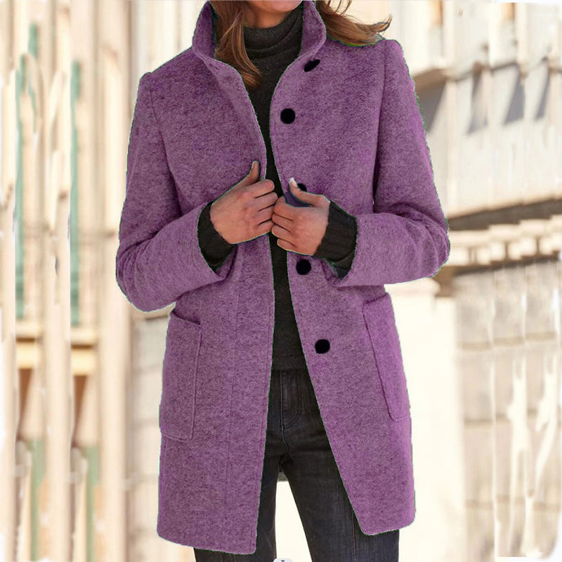 ⏳Liquidation totale⏳Manteau en laine vintage à col montant pour femme