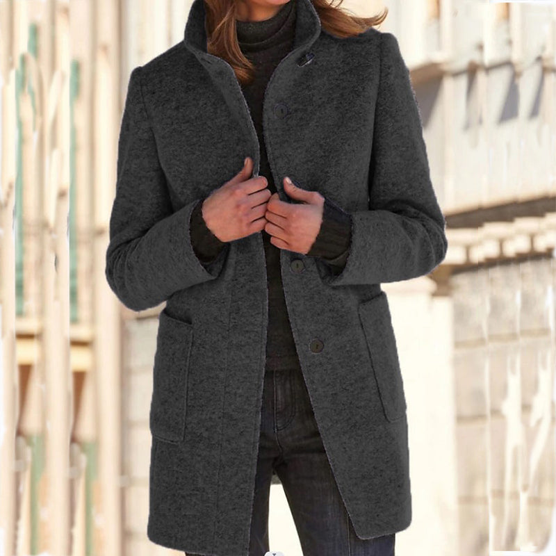 ⏳Liquidation totale⏳Manteau en laine vintage à col montant pour femme