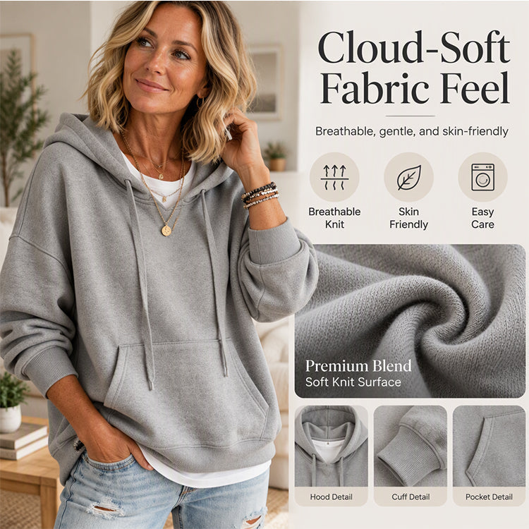 ⏳Liquidation totale⏳Hoodie oversize à cordon de serrage pour femme