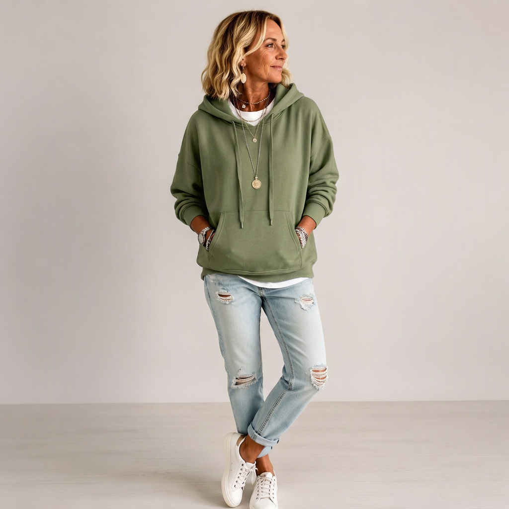 ⏳Liquidation totale⏳Hoodie oversize à cordon de serrage pour femme