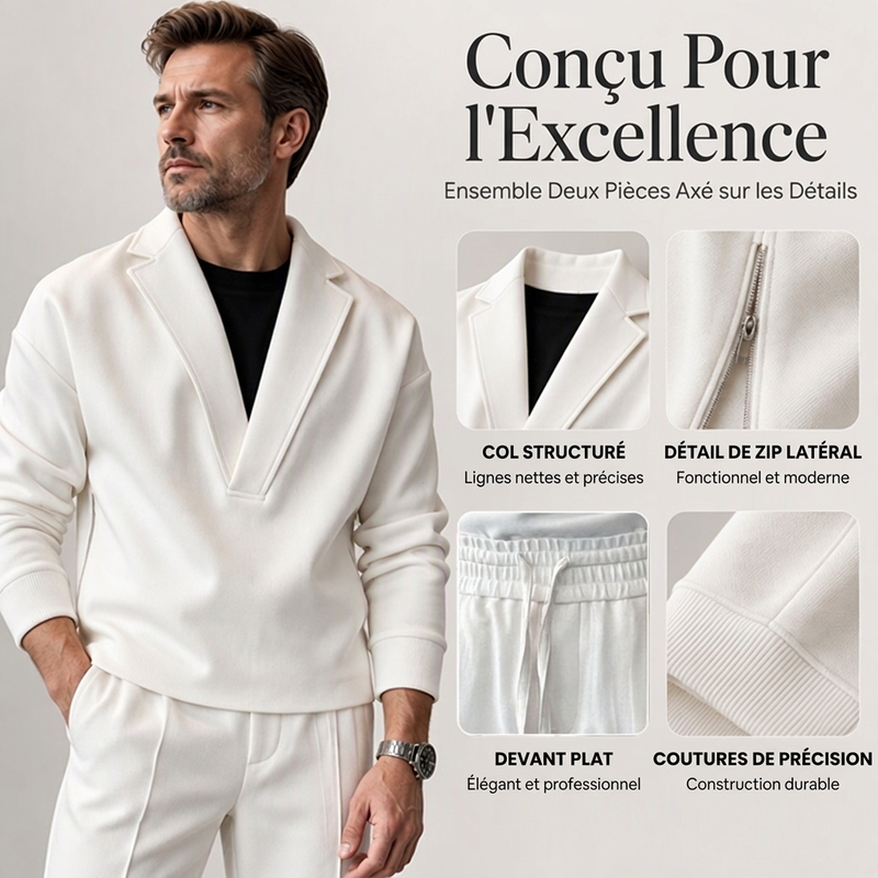 ⏳Liquidation totale⏳Ensemble survêtement à col tailleur et pantalon en sergé pour homme