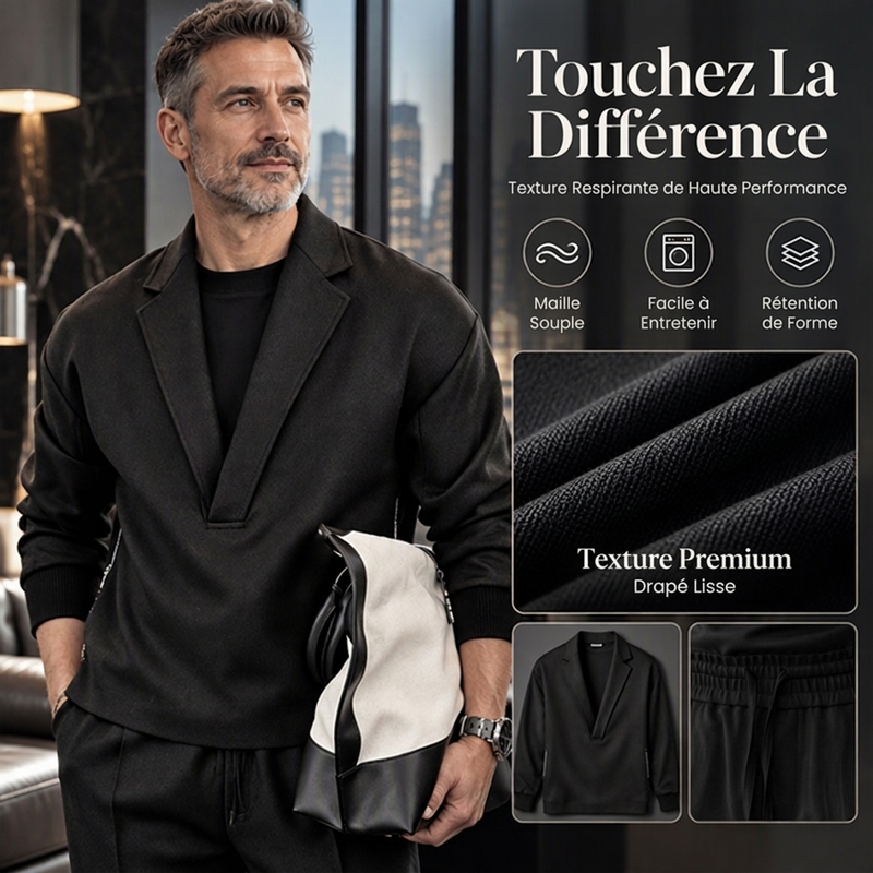 ⏳Liquidation totale⏳Ensemble survêtement à col tailleur et pantalon en sergé pour homme