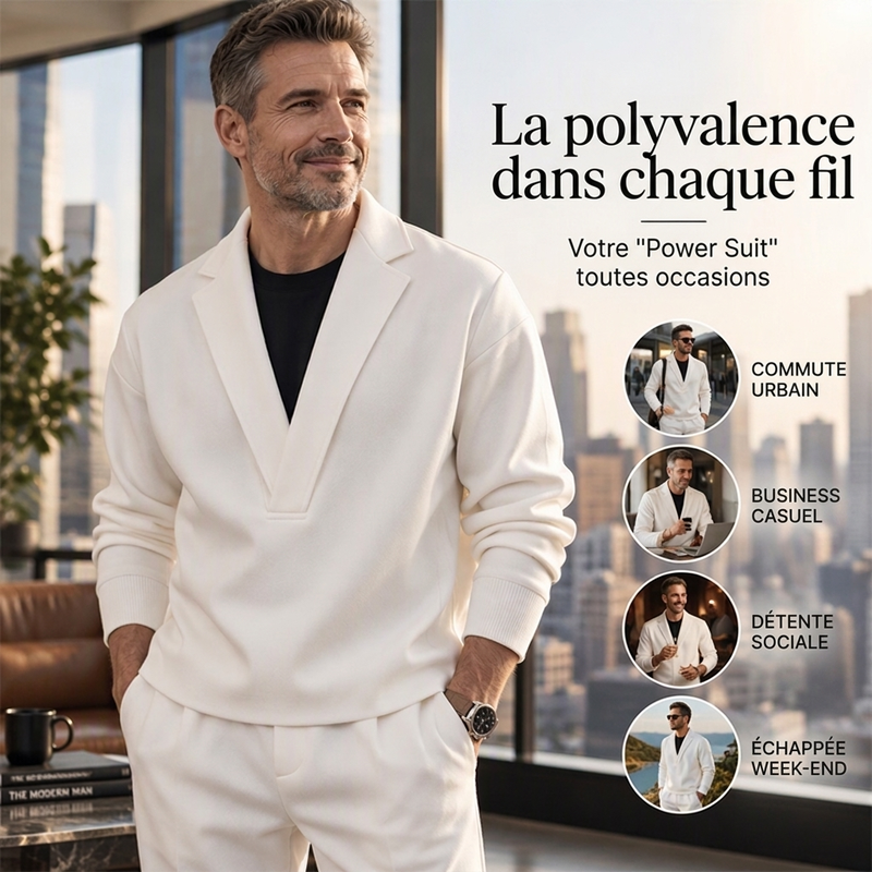 ⏳Liquidation totale⏳Ensemble survêtement à col tailleur et pantalon en sergé pour homme