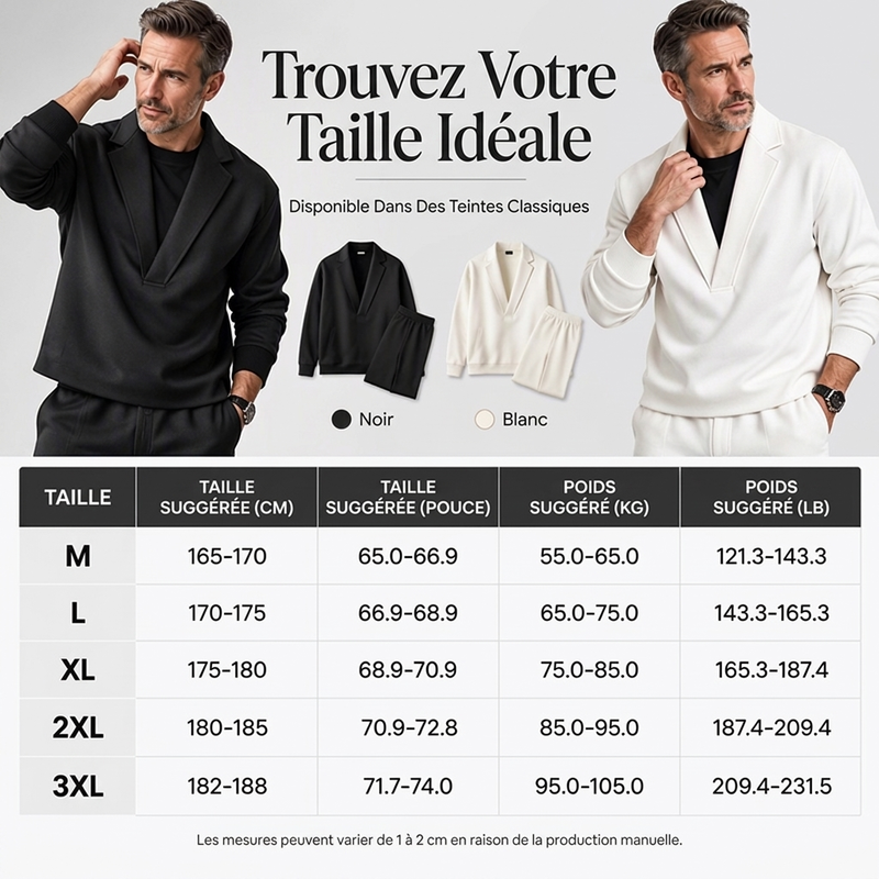 ⏳Liquidation totale⏳Ensemble survêtement à col tailleur et pantalon en sergé pour homme