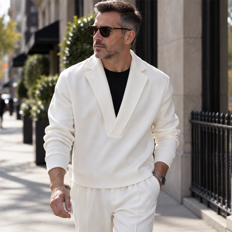 ⏳Liquidation totale⏳Ensemble survêtement à col tailleur et pantalon en sergé pour homme