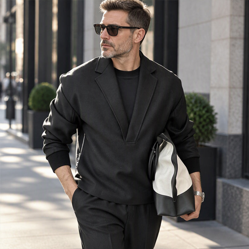 ⏳Liquidation totale⏳Ensemble survêtement à col tailleur et pantalon en sergé pour homme