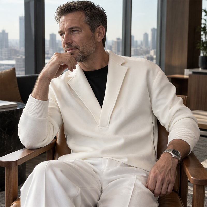 ⏳Liquidation totale⏳Ensemble survêtement à col tailleur et pantalon en sergé pour homme