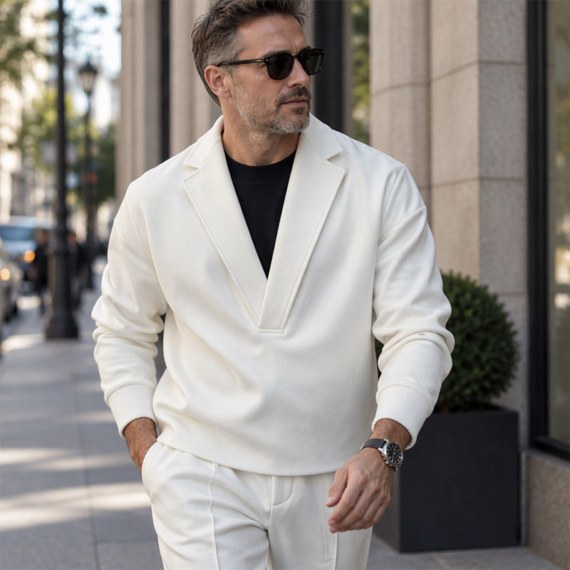 ⏳Liquidation totale⏳Ensemble survêtement à col tailleur et pantalon en sergé pour homme