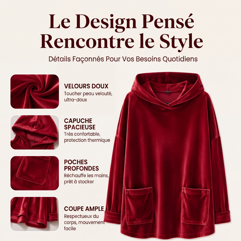 💖Soldes ! Prix cassés💖Sweat à capuche en velours pour femme
