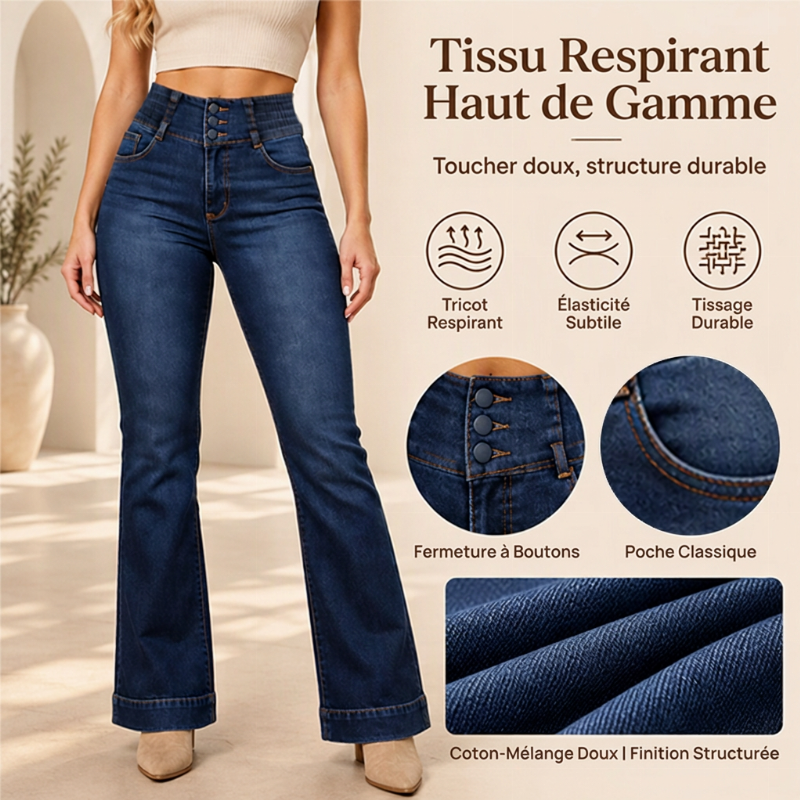 💖Soldes ! Prix cassés💖Jeans évasés taille haute élastique pour femme