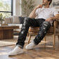 Jeans en denim slim fit déchiré et vieilli pour homme