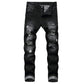 Jeans en denim slim fit déchiré et vieilli pour homme