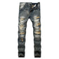 Jeans en denim slim fit déchiré et vieilli pour homme