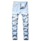 Jeans en denim slim fit déchiré et vieilli pour homme