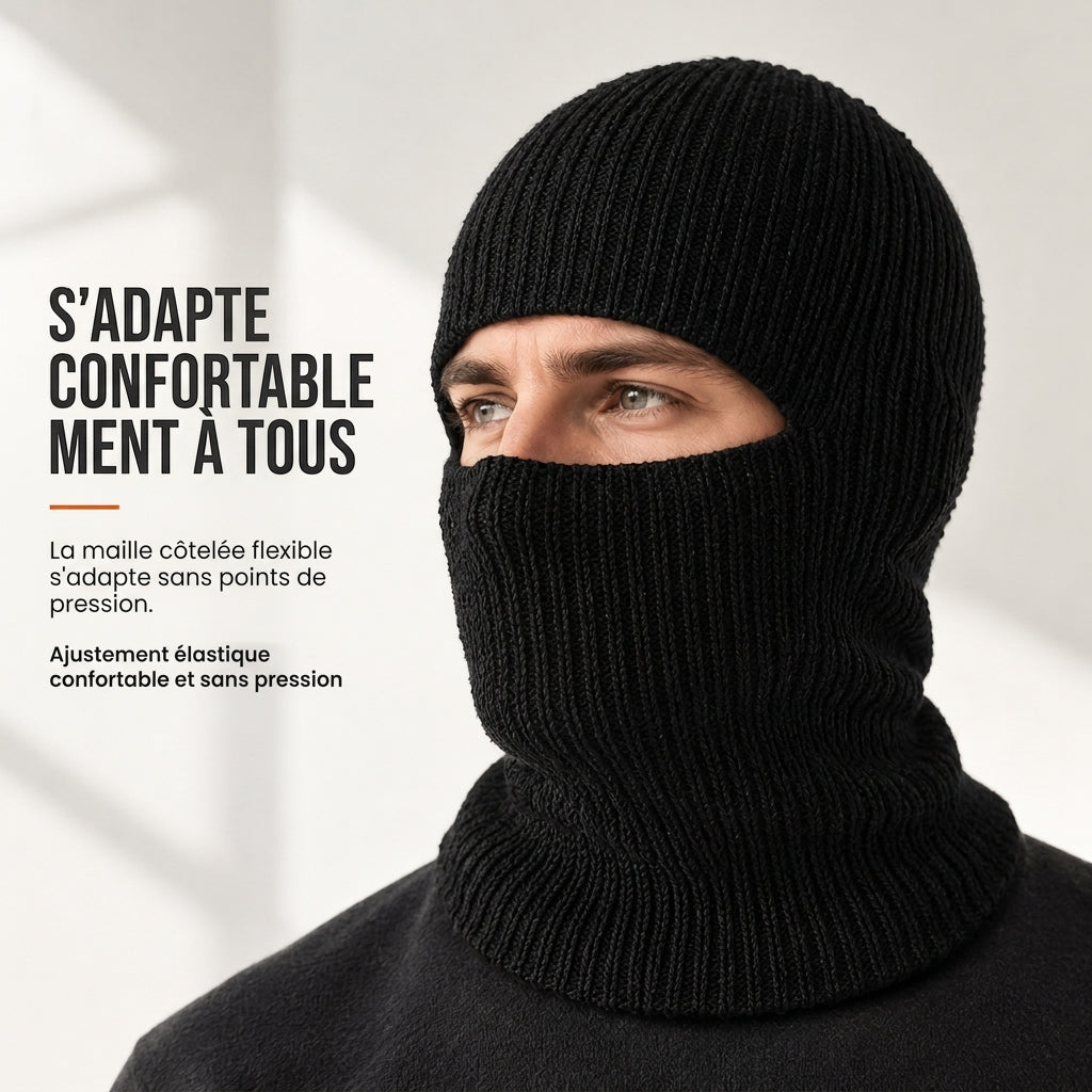 Cagoule tricotée chaude pour homme, bonnet d'hiver coupe-vent et masque facial pour temps froid