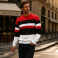 💖Soldes ! Prix cassés💖Sweat-shirt rayé à col rond pour hommes, style décontracté
