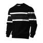 💖Soldes ! Prix cassés💖Sweat-shirt rayé à col rond pour hommes, style décontracté