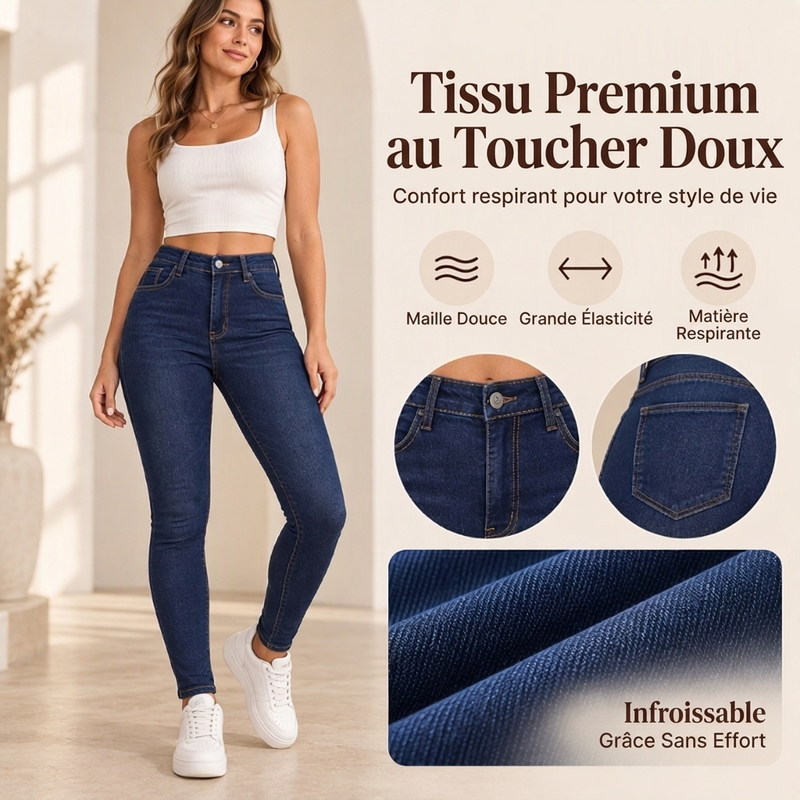 💖Soldes ! Prix cassés💖Jeans skinny stretch à taille haute pour femme