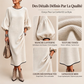 🌸Promotion exceptionnelle : 50 % de réduction💖Robe mi-longue pour femme en maille texturée à manches bouffantes