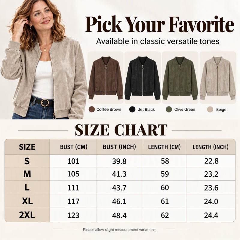 💖Soldes ! Prix cassés💖Veste bomber courte en fausse daim pour femme