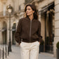 💖Soldes ! Prix cassés💖Veste bomber courte en fausse daim pour femme
