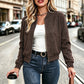 💖Soldes ! Prix cassés💖Veste bomber courte en fausse daim pour femme