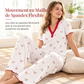 Ensemble de pyjama imprimé pour femme, haut à manches courtes et pantalon long, vêtement de détente confortable et élastique