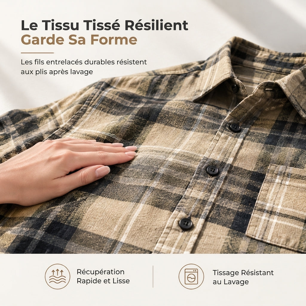 Chemise décontractée à carreaux pour femmes, à manches longues et boutonnée, avec poche poitrine