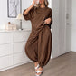 Ensemble haut texturé à manches chauve-souris et pantalon lanterne pour femme