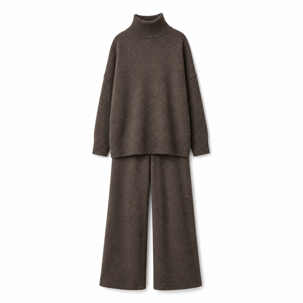Ensemble Deux Pièces Pull Ample à Col Roulé et Pantalon en Maille pour Femme, Tenue Décontractée, Chaude et Épaisse pour Automne et Hiver