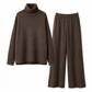 Ensemble Deux Pièces Pull Ample à Col Roulé et Pantalon en Maille pour Femme, Tenue Décontractée, Chaude et Épaisse pour Automne et Hiver