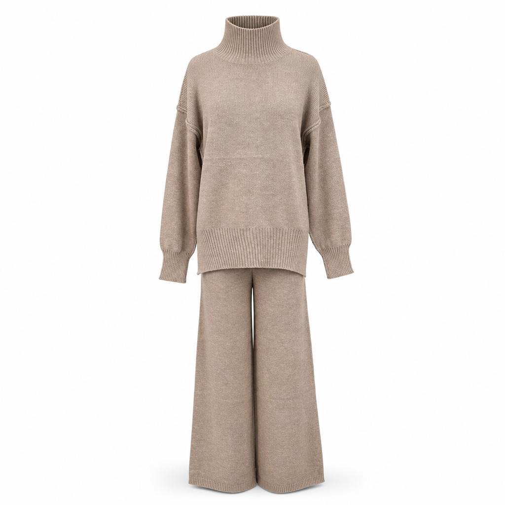 Ensemble Deux Pièces Pull Ample à Col Roulé et Pantalon en Maille pour Femme, Tenue Décontractée, Chaude et Épaisse pour Automne et Hiver