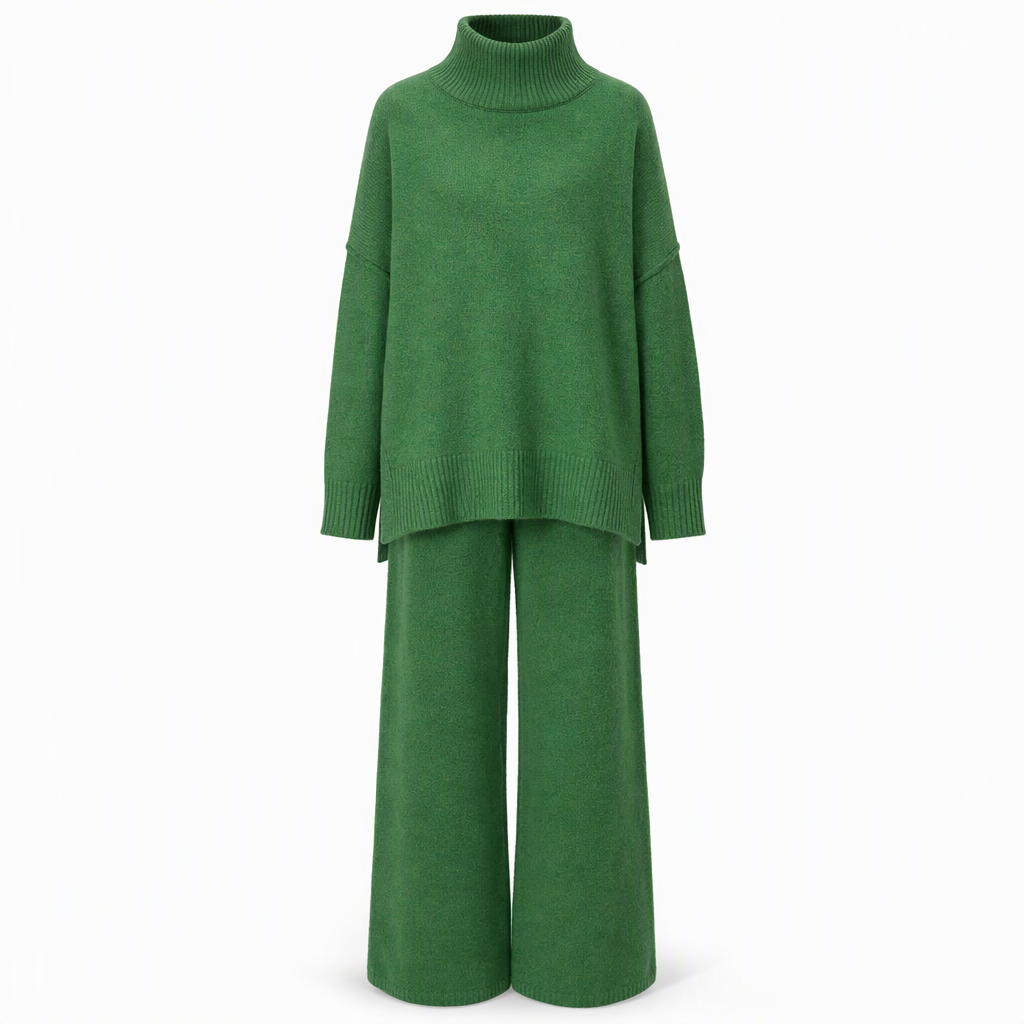 Ensemble Deux Pièces Pull Ample à Col Roulé et Pantalon en Maille pour Femme, Tenue Décontractée, Chaude et Épaisse pour Automne et Hiver