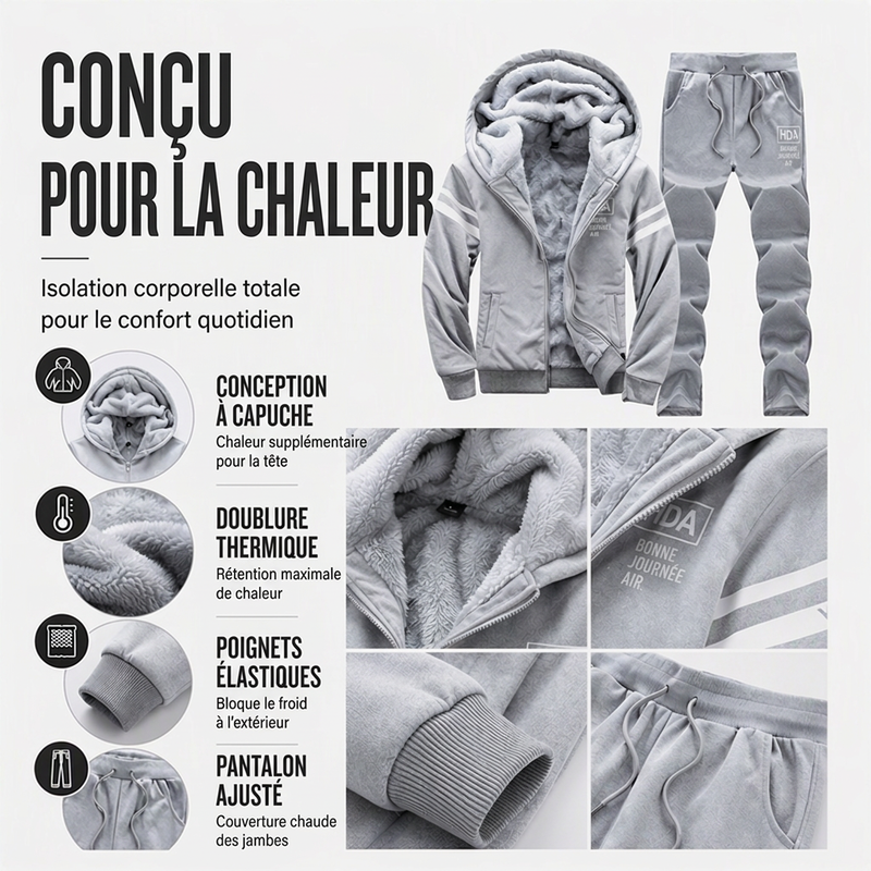 💖Soldes ! Prix cassés💖Ensemble sweat à capuche épaissi et pantalon pour homme