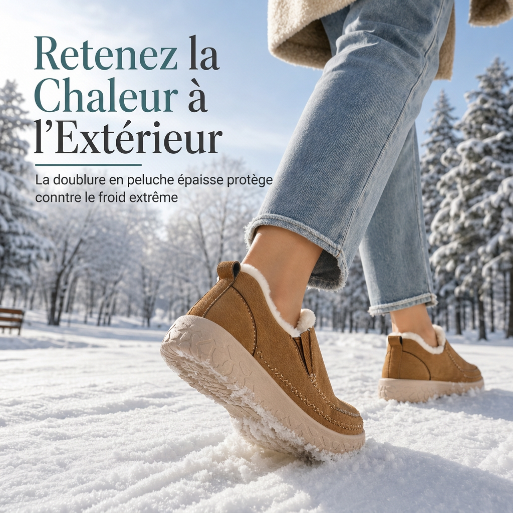 Bottes de neige pour femmes, douces, confortables et antidérapantes, avec une coupe large
