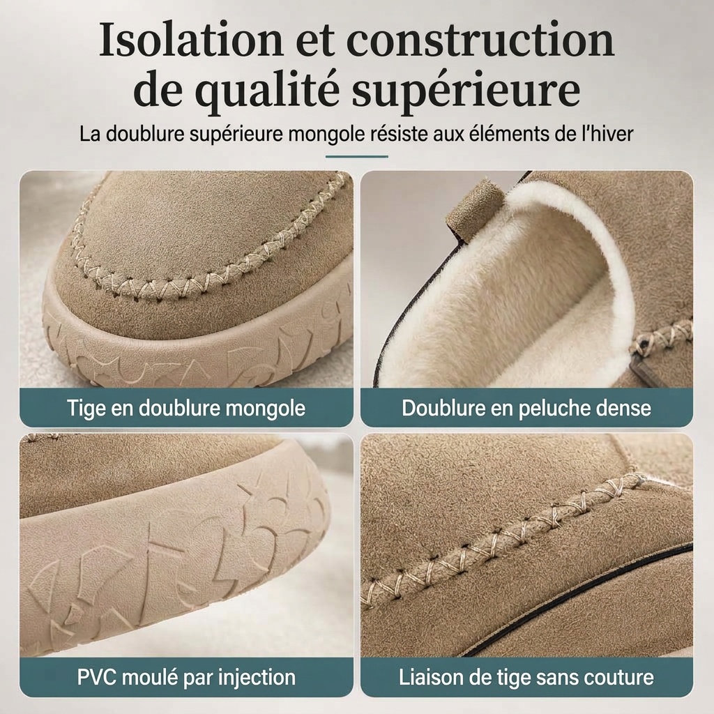 Bottes de neige pour femmes, douces, confortables et antidérapantes, avec une coupe large