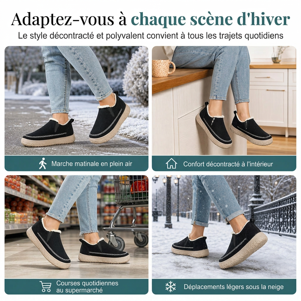 Bottes de neige pour femmes, douces, confortables et antidérapantes, avec une coupe large