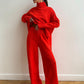 Ensemble Deux Pièces Pull Ample à Col Roulé et Pantalon en Maille pour Femme, Tenue Décontractée, Chaude et Épaisse pour Automne et Hiver