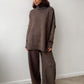 Ensemble Deux Pièces Pull Ample à Col Roulé et Pantalon en Maille pour Femme, Tenue Décontractée, Chaude et Épaisse pour Automne et Hiver
