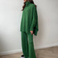 Ensemble Deux Pièces Pull Ample à Col Roulé et Pantalon en Maille pour Femme, Tenue Décontractée, Chaude et Épaisse pour Automne et Hiver