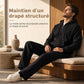 Ensemble de survêtement décontracté 2 pièces en maille gaufrée pour homme : sweat à capuche demi-zip et pantalon à jambe droite