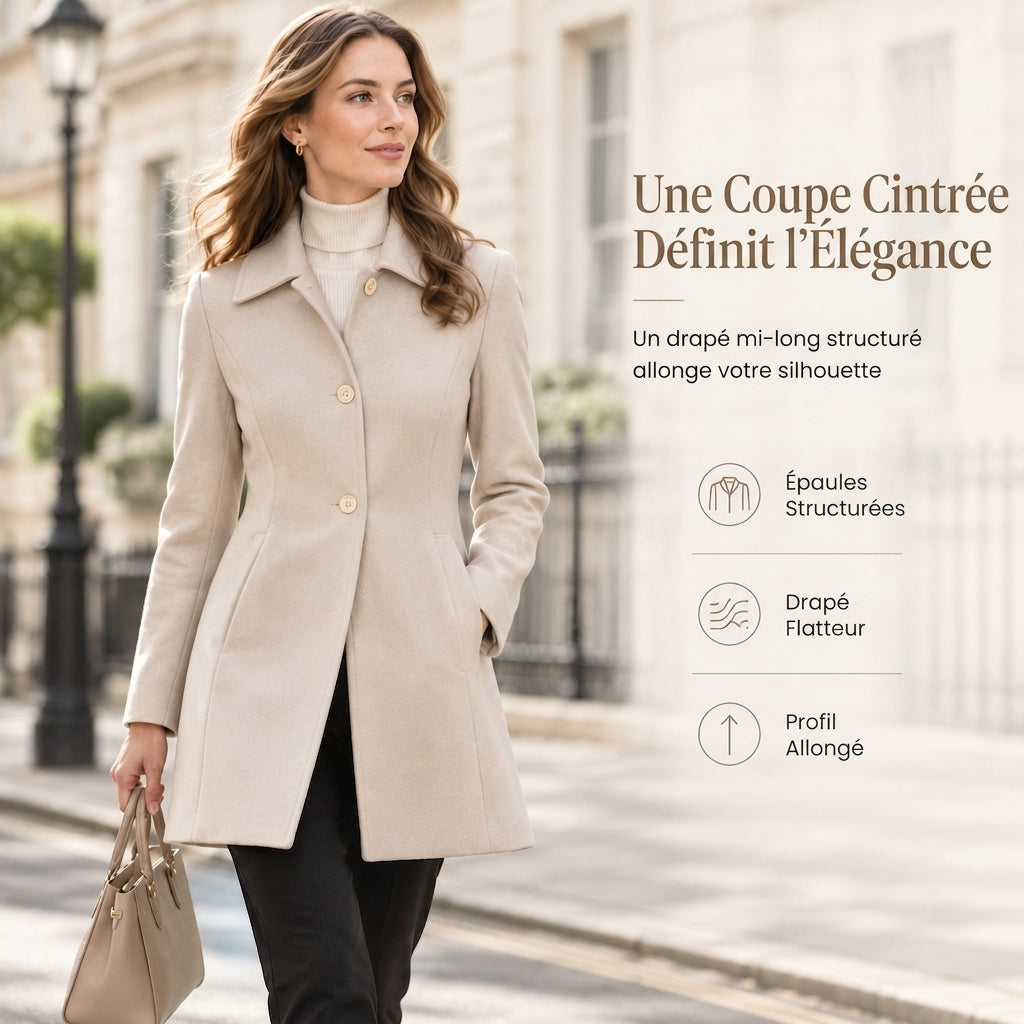 Manteau trench écossais mi-long élégant pour femme, polyvalent pour l'automne et l'hiver