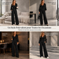 🍂Envie d’un ensemble 2 pièces femme pour l’automne-hiver ? Haut plissé col V, manches bouffantes et pantalon large à poches ✨🍂