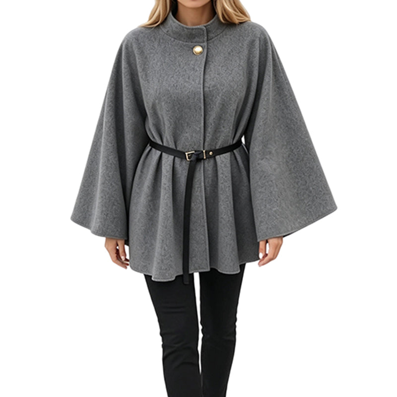 Manteau cape élégant à col montant pour femme