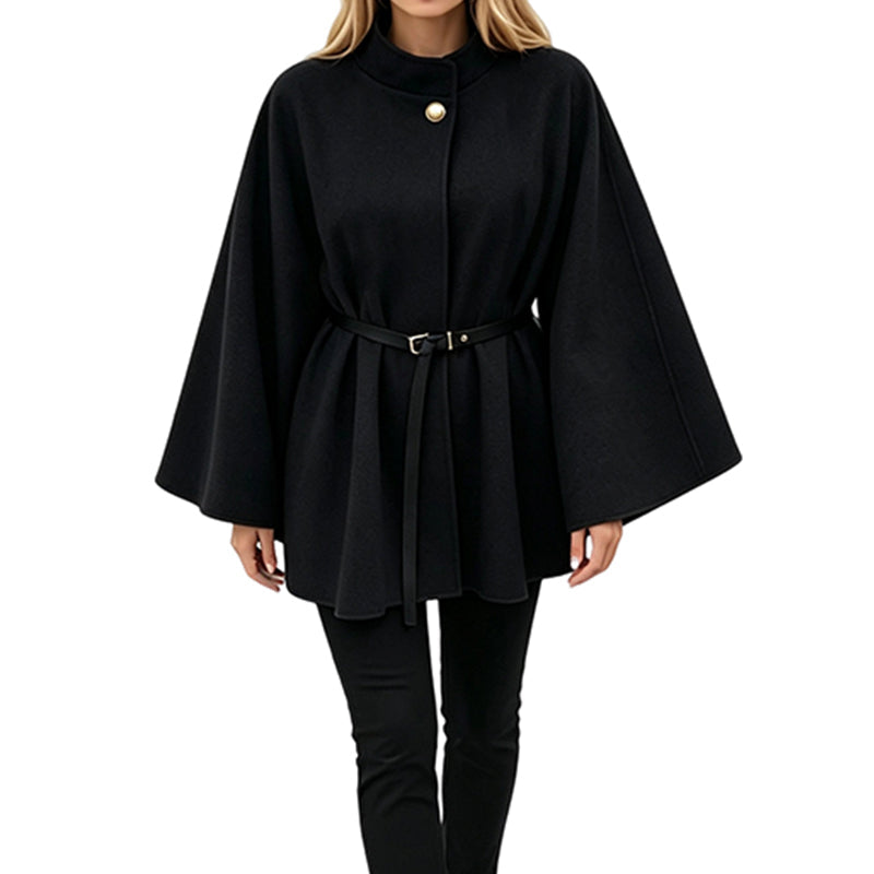 Manteau cape élégant à col montant pour femme