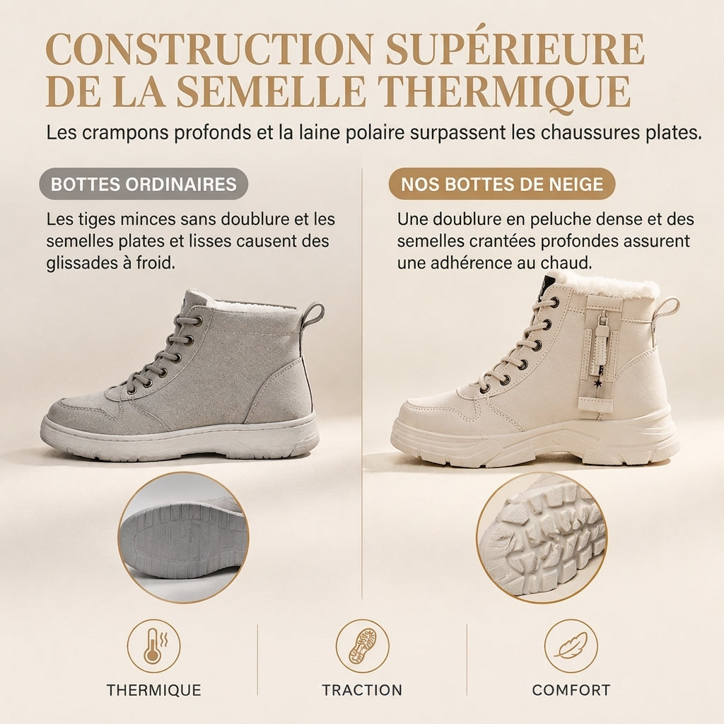 Bottes de neige d'hiver pour femmes, doublure en peluche chaude, bottes cheville à semelle épaisse