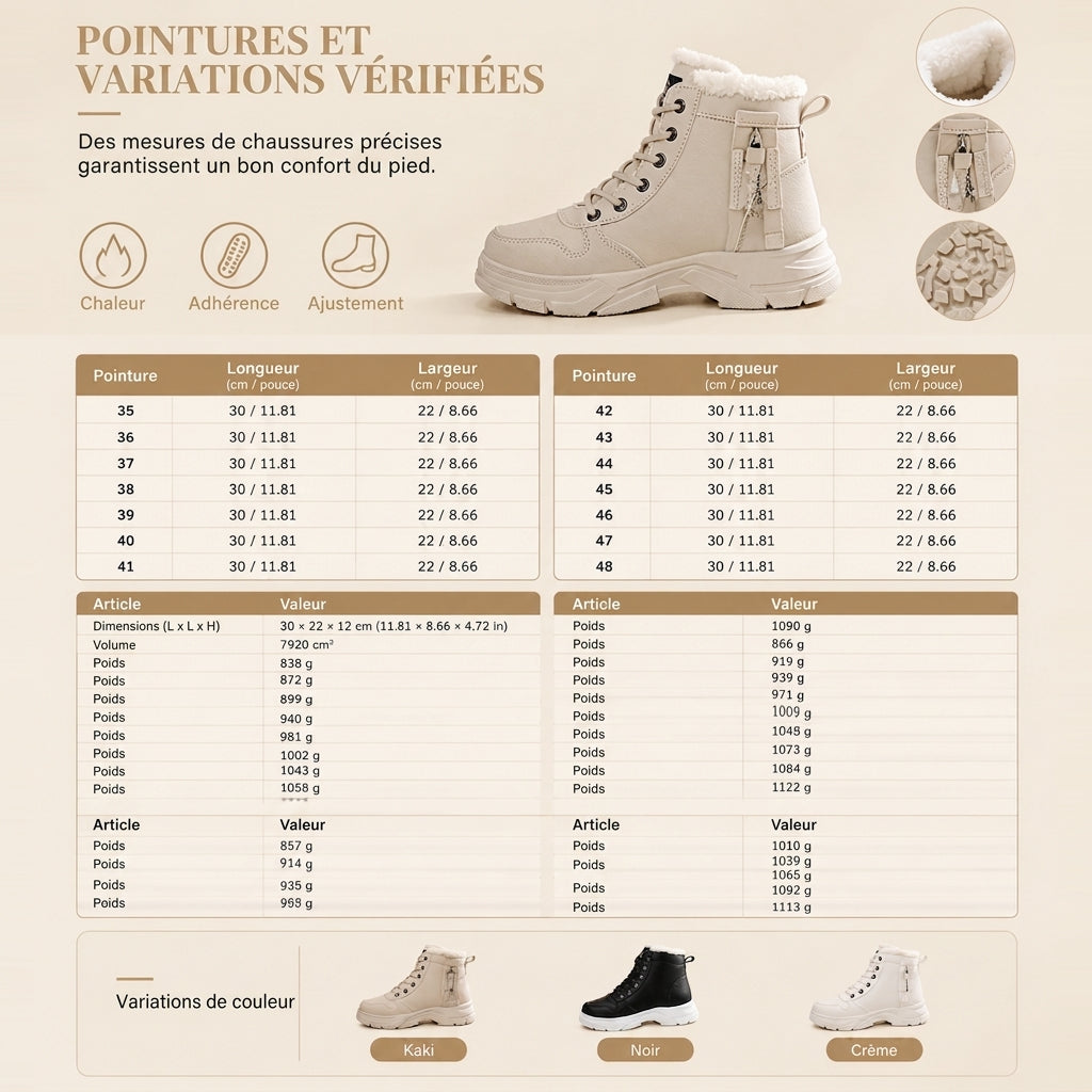 Bottes de neige d'hiver pour femmes, doublure en peluche chaude, bottes cheville à semelle épaisse