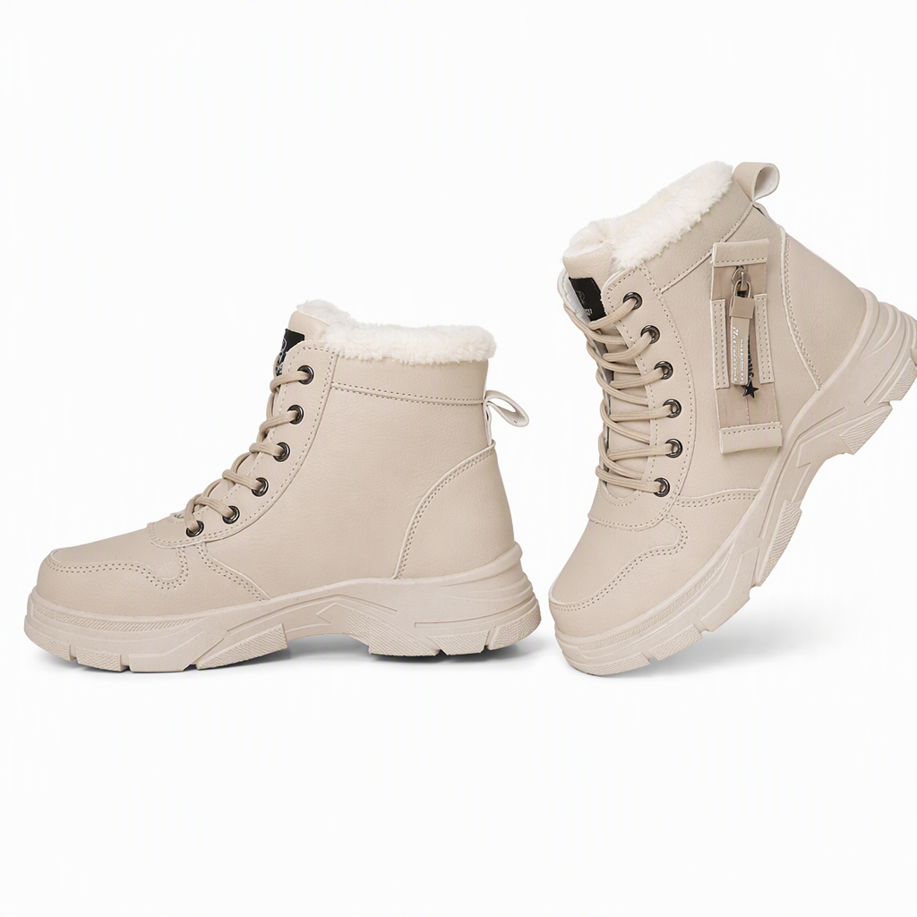 Bottes de neige d'hiver pour femmes, doublure en peluche chaude, bottes cheville à semelle épaisse